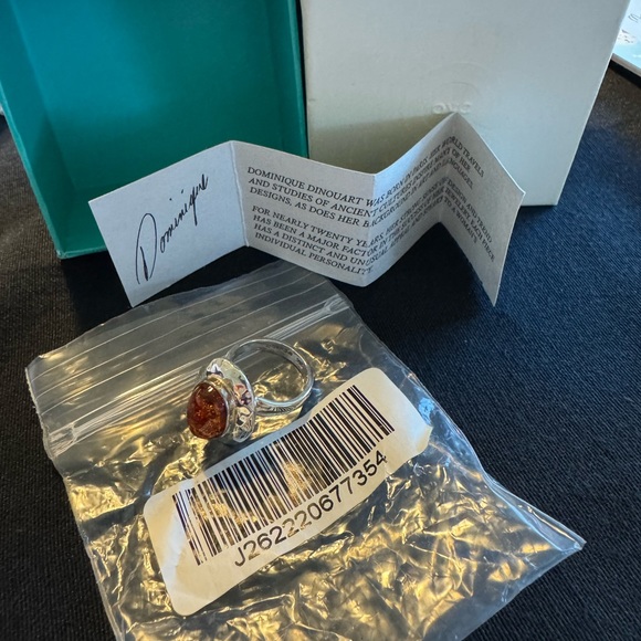 DDD Hammered Sterling silver Amber Size 7 Ring - Picture 8 of 10